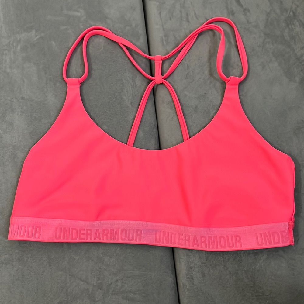 Under armour neon pink sports bra